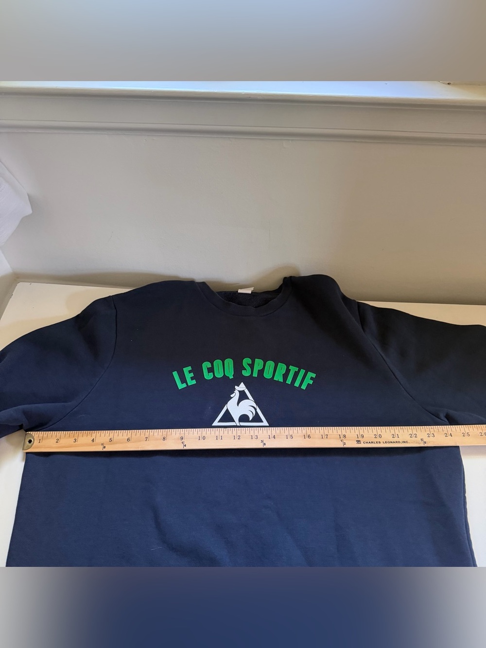 Le Coq Sportif Sweatshirt Crewneck Navy Green Size XXL Sportswear Preppy - Picture 7 of 8